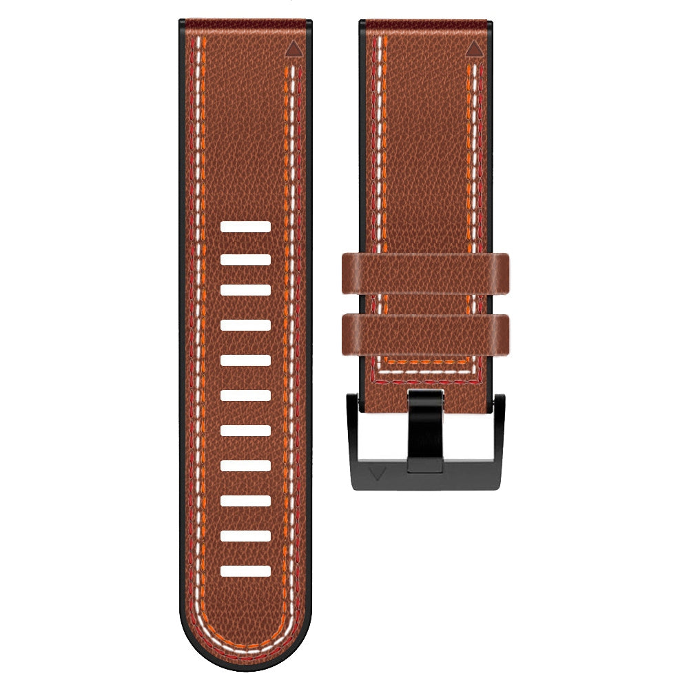 For Garmin Enduro Tactix Delta Tactix 7 Pro PU Leather Coated Silicone Watch Band 26mm Three-color Stitching Line Quick Release Sweatproof Strap For Garmin Enduro Tactix Delta Tactix 7 Pro PU Leather Coated Silicone Watch Band 26mm Three-color Stitching Line Quick Release Sweatproof Strap